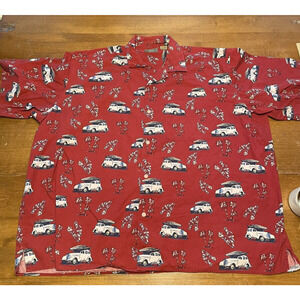 Natural Issue Button Up Hawaiian Shirt Mens 3XL Red Short Sleeve Casual Beach